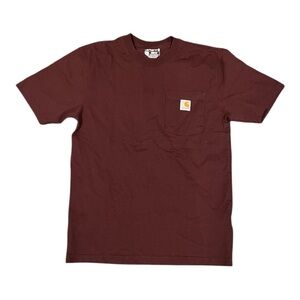 Carhartt Men's Small Loose Fit Shirt Sleeve Pocket Logo Burgundy du Tee Shirt